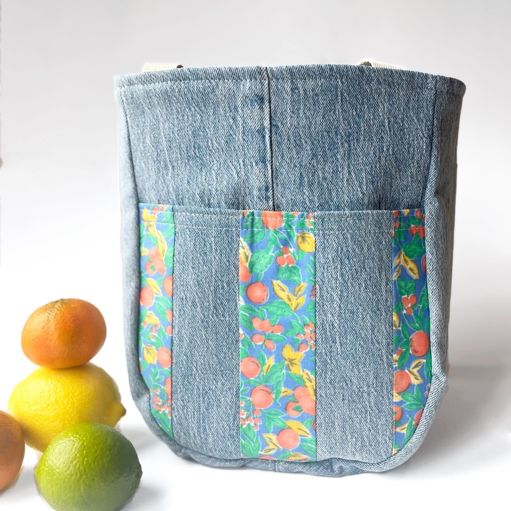 Denim Fruity Tote Bag HANDMADE 💕